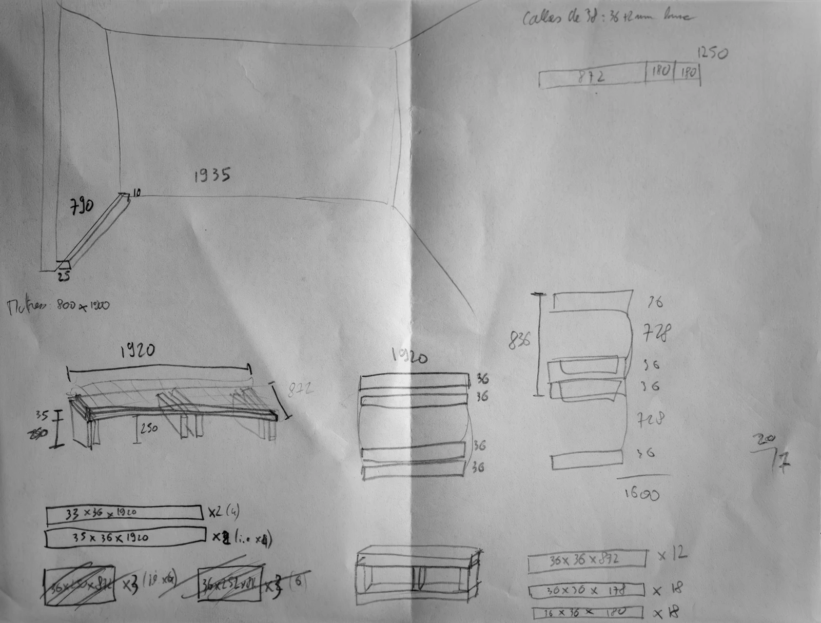 Sketch of a creation of Reifier, furniture maker in Amsterdam